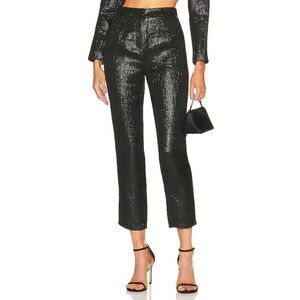 MICHAEL COSTELLO x REVOLVE WAVERLY BLACK SHIMMER CRINKLE PANTS SIZE SMALL NWOT